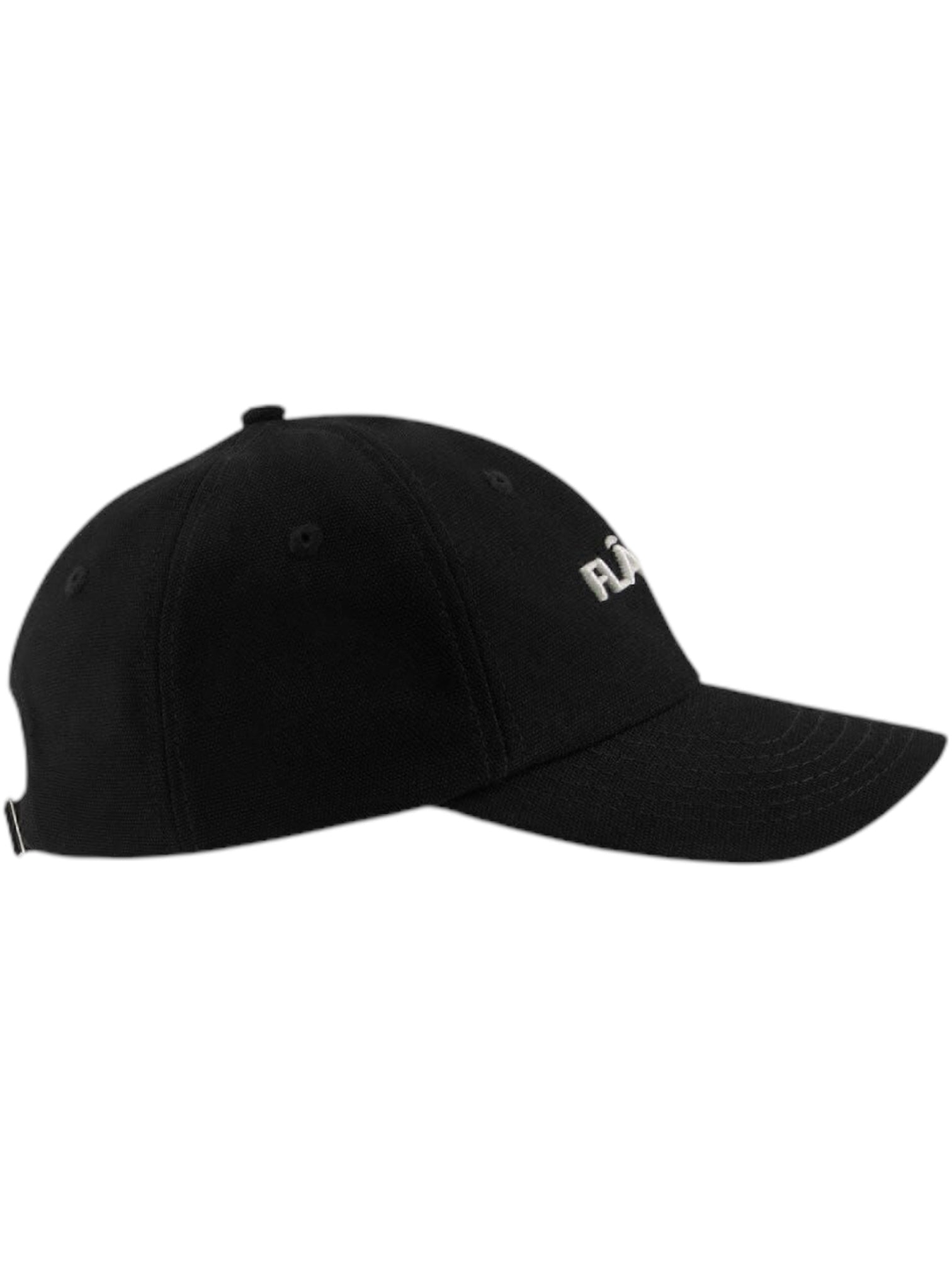 The FLANEUR Flaneur Logo Cap Black is a minimalist cotton cap featuring a curved brim and a small metallic logo on the front, perfectly embodying effortless Flâneur style.