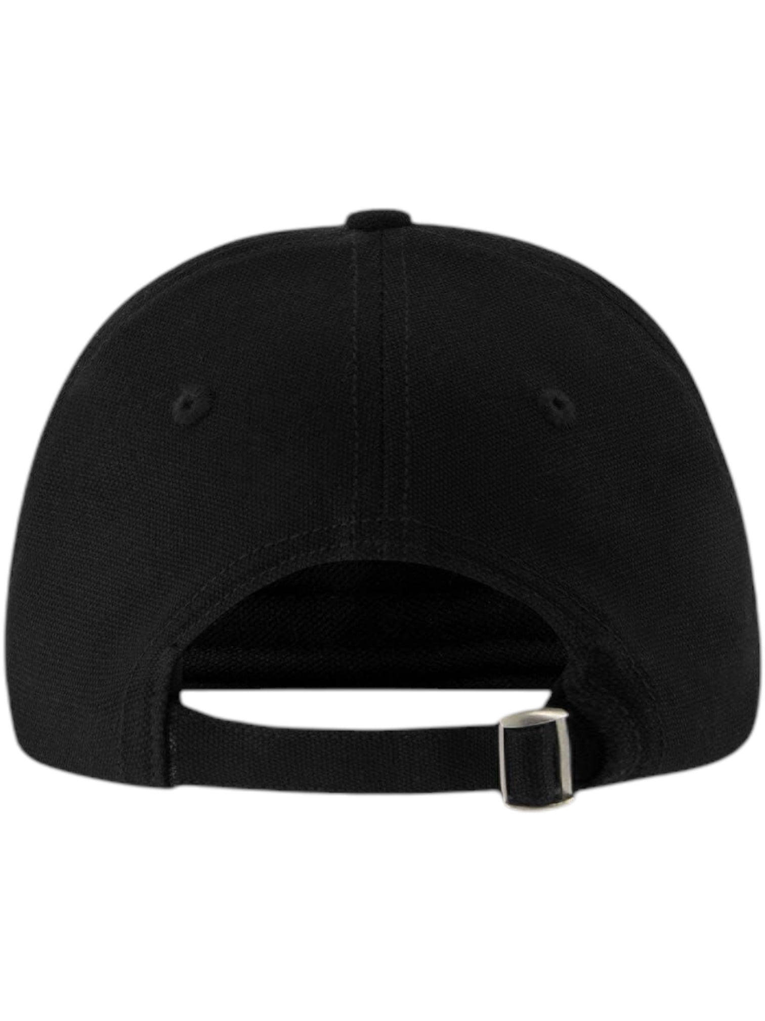Back view of the FLANEUR Flaneur Logo Cap Black—crafted from premium cotton with an adjustable strap and buckle closure, this minimalist cap is a timeless accessory for the modern flâneur.
