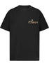 The FLANEUR Passage of Time T-Shirt Black features a cotton build with "FLÂNEUR" and a small reclining figure graphic printed on the left chest.