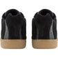 The FLANEUR Flaneur Tivoli Runner Black sneakers, luxury footwear with black suede uppers and gum soles, are displayed from the back against a white background.