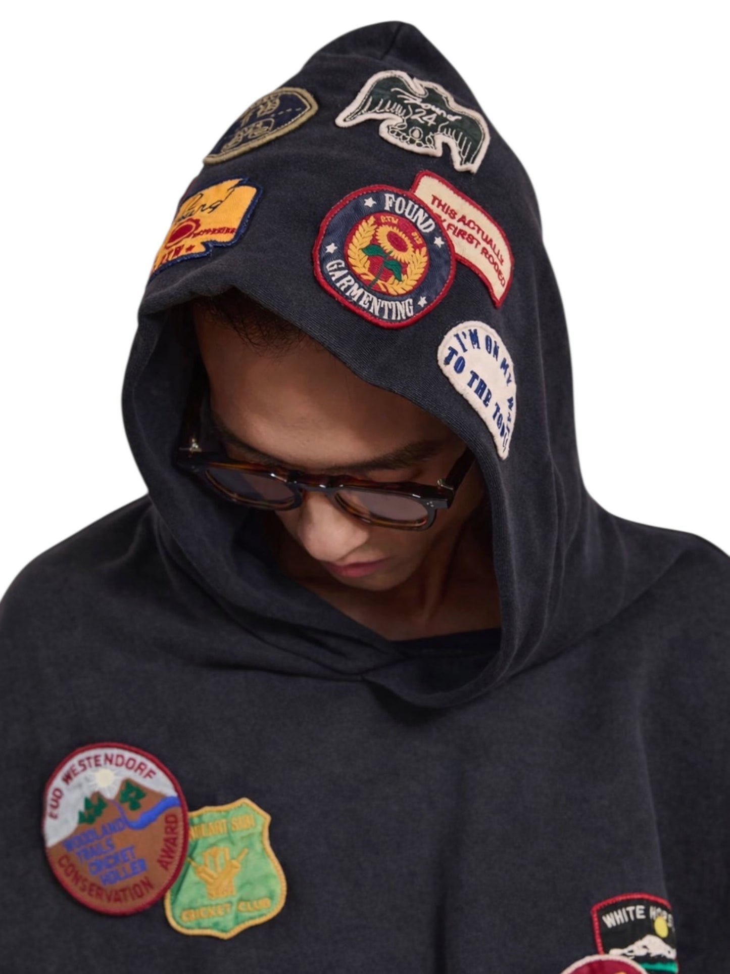 Found Assorted Patchwork Hoodie Vtg Black