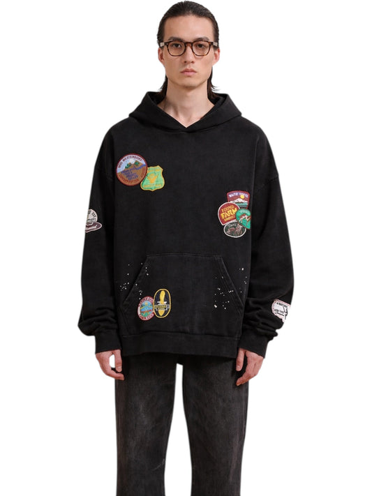 Found Assorted Patchwork Hoodie Vtg Black