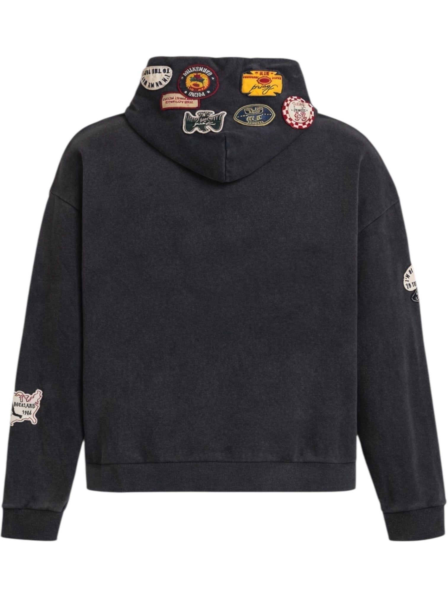 Found Assorted Patchwork Hoodie Vtg Black - Probus