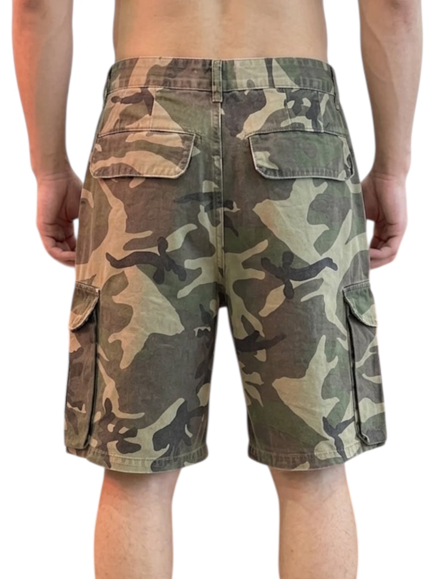 Found Camo Patchwork Cargo Shorts Woodland