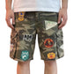 Found Camo Patchwork Cargo Shorts Woodland