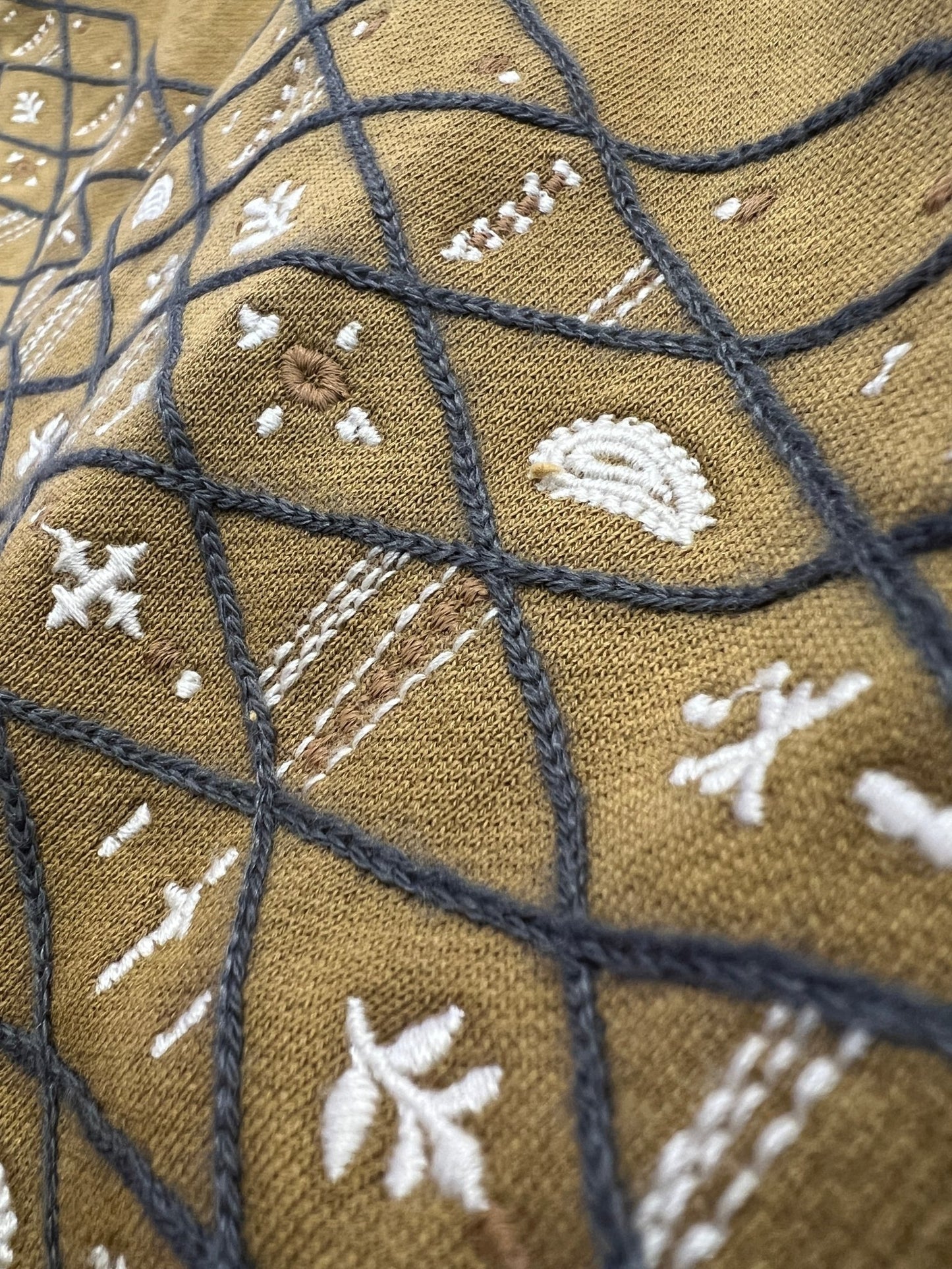 Found Embroidered Border Hoodie Dk Olive