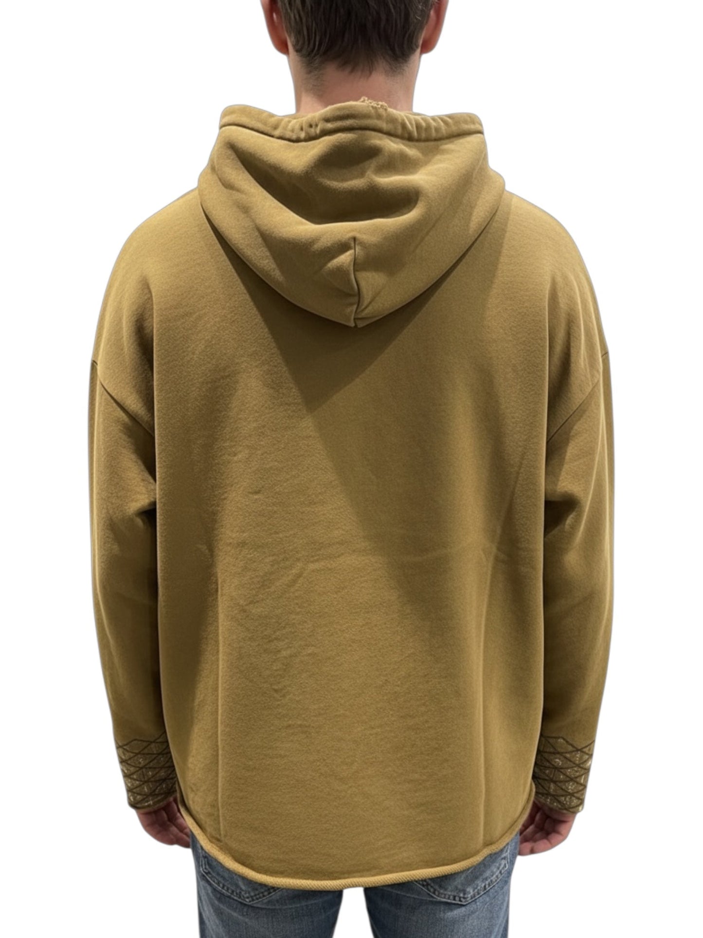 Found Embroidered Border Hoodie Dk Olive