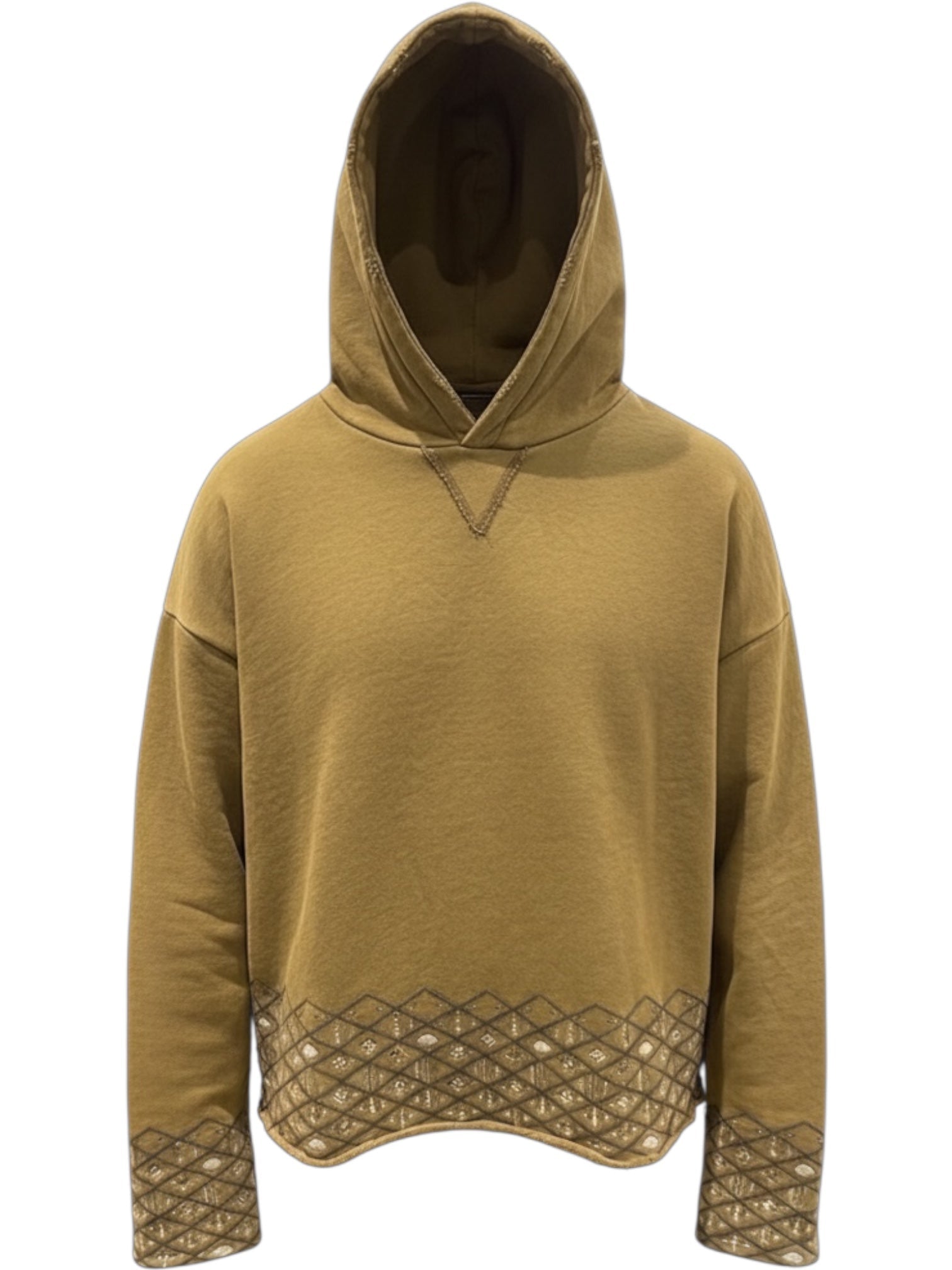Found Embroidered Border Hoodie Dk Olive