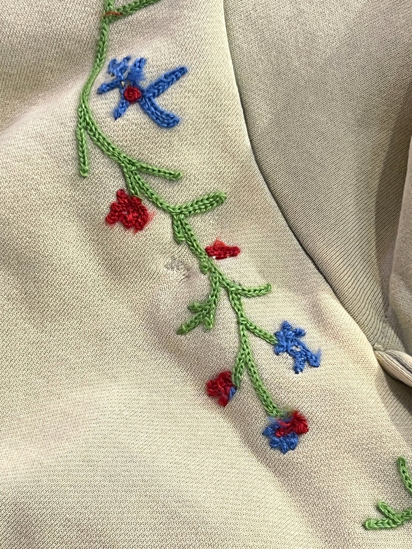 Found Embroidered Floral Hoodie Washed Military