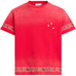 Found Embroidered Flower Border Tee Red