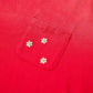 Found Embroidered Flower Border Tee Red