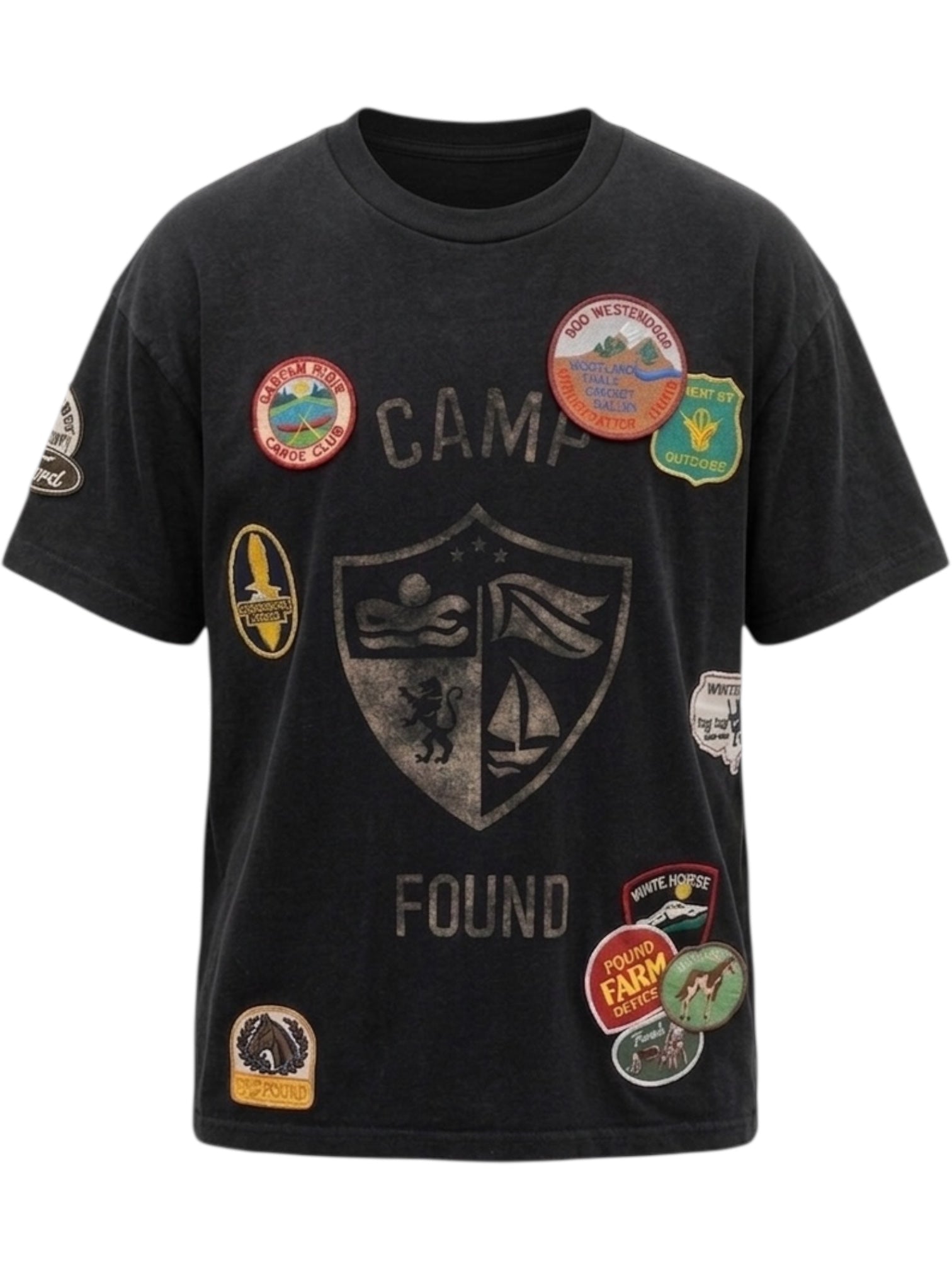 Found Embroidered Patches Camp Tee Black
