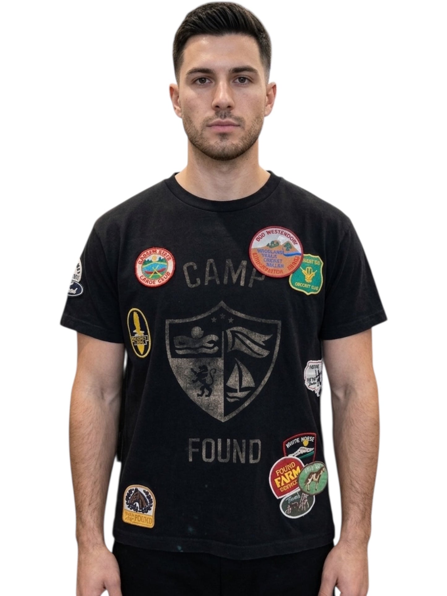 Found Embroidered Patches Camp Tee Black