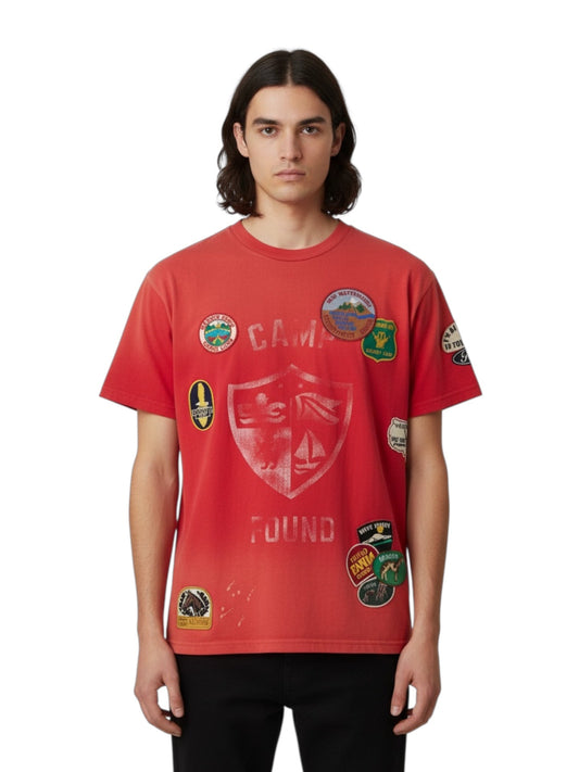 Found Embroidered Patches Camp Tee Red