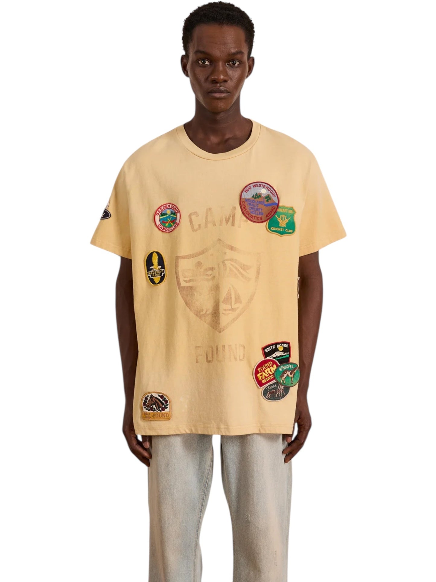 Found Embroidered Patches Camp Tee Yellow
