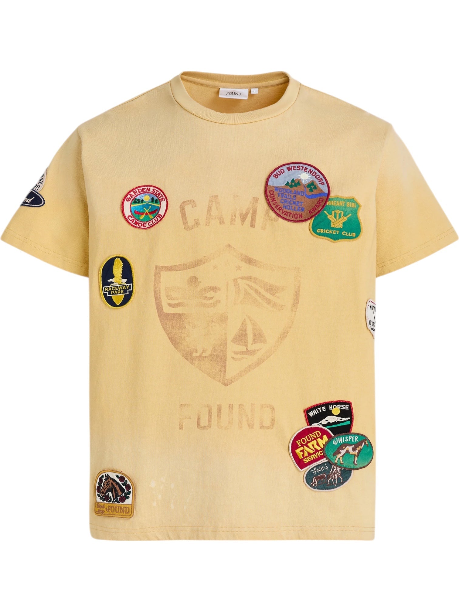 Found Embroidered Patches Camp Tee Yellow