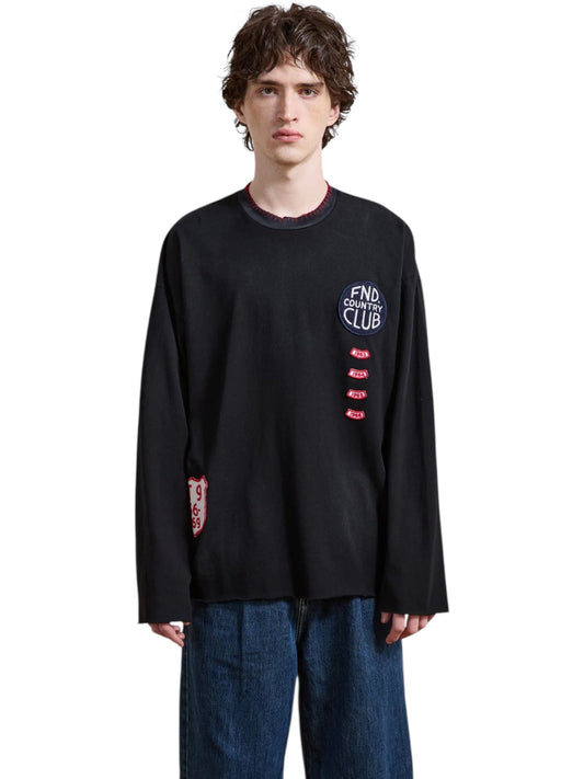 Found Embroidered Patches LS Tee Black