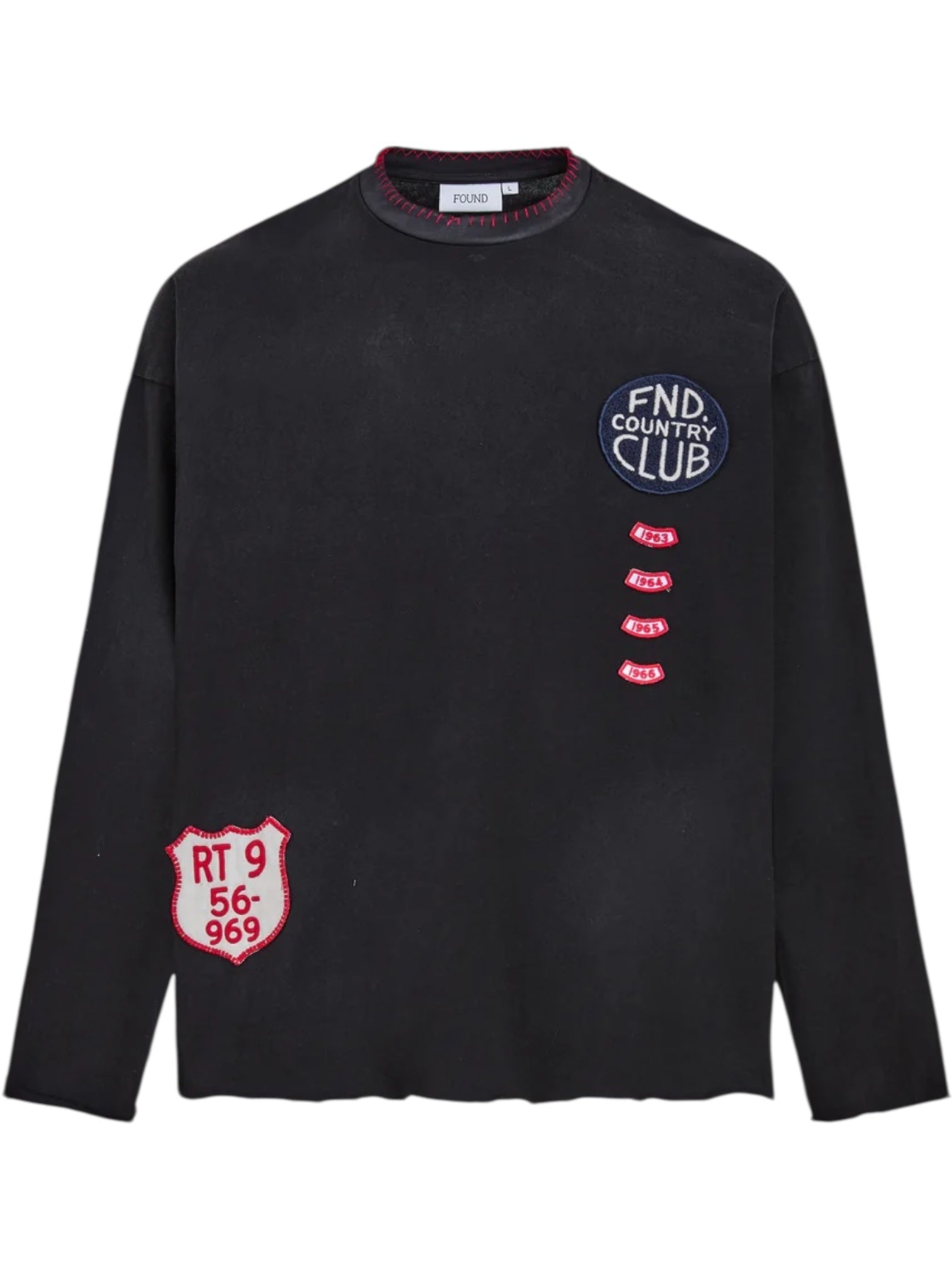 Found Embroidered Patches LS Tee Black