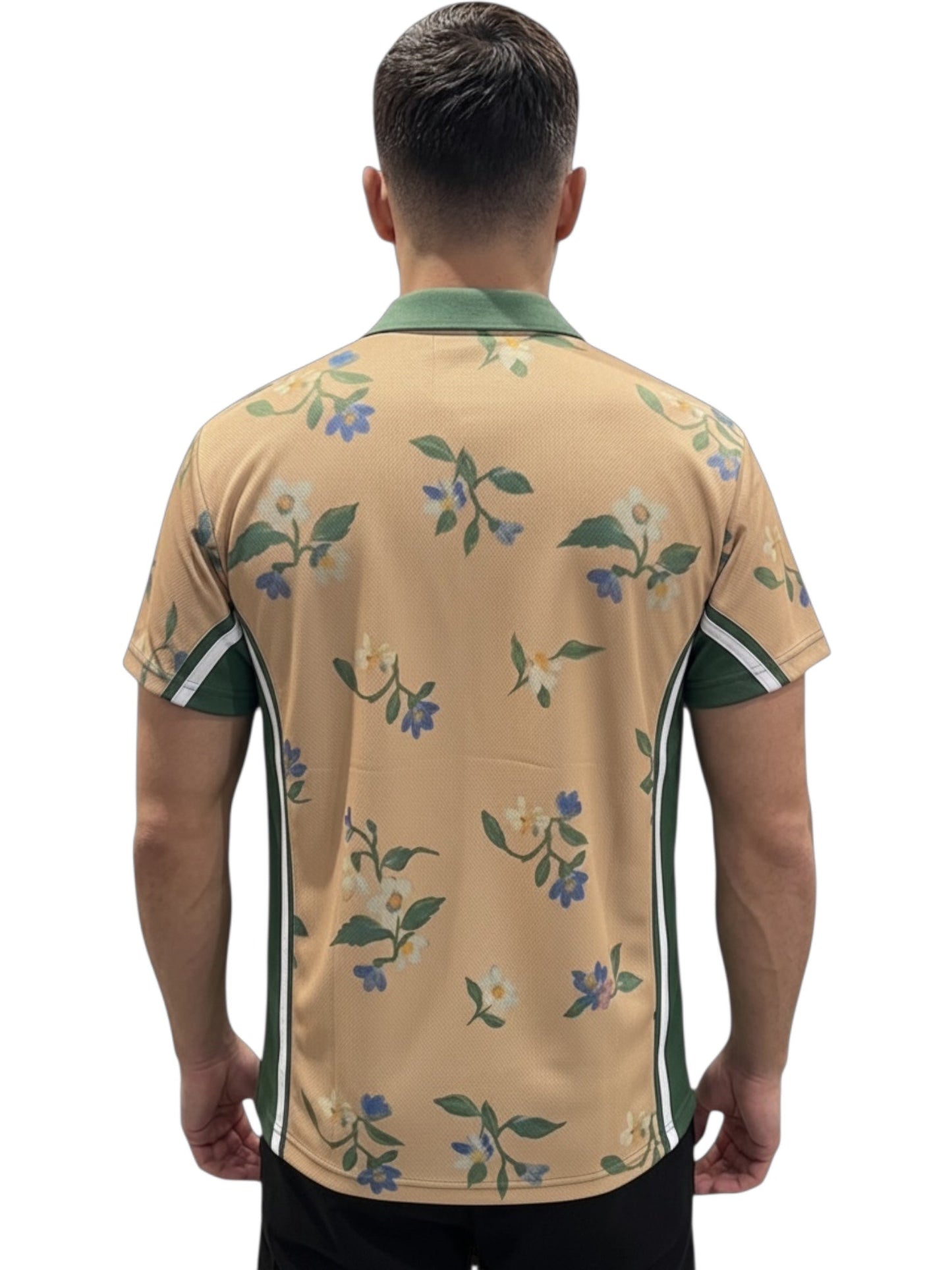 Found Floral Polo Jersey Forest/ Gold