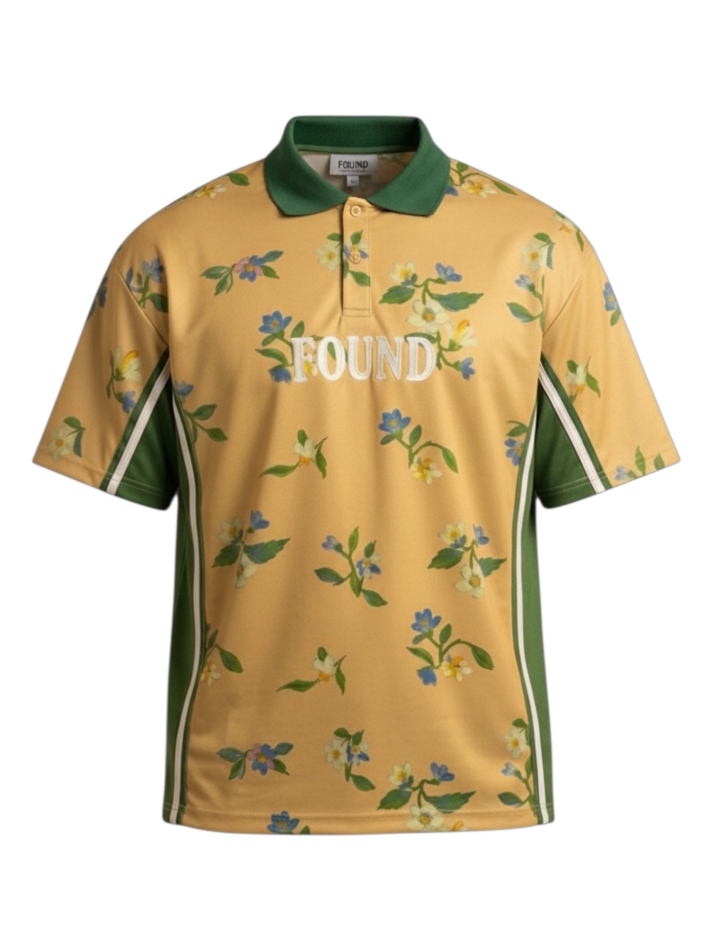 Found Floral Polo Jersey Forest/ Gold