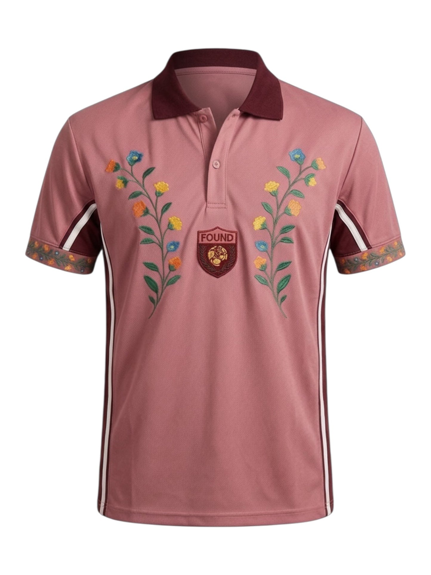 Found Floral Polo Jersey Rose/ Marooon