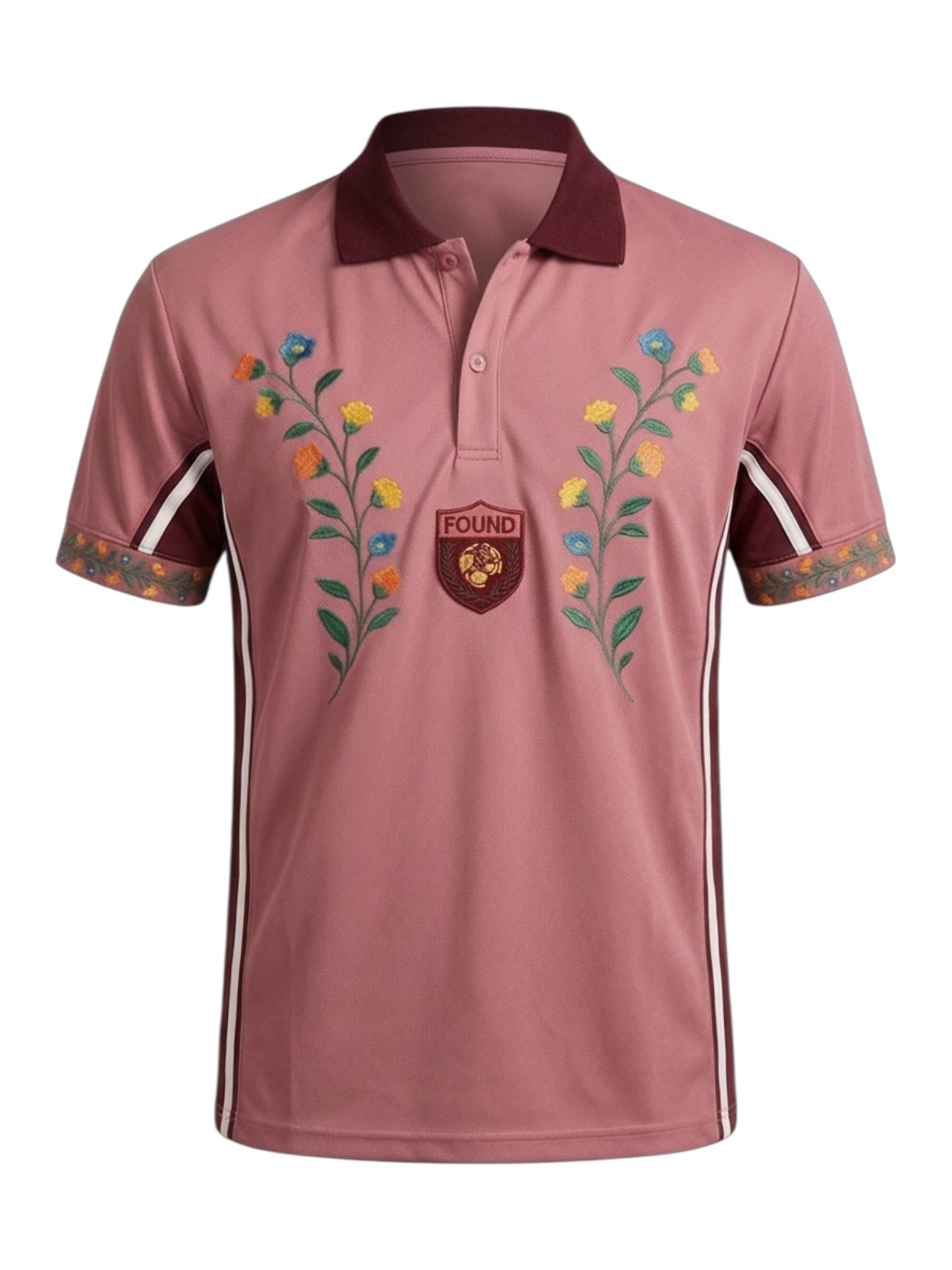 Found Floral Polo Jersey Rose/ Marooon