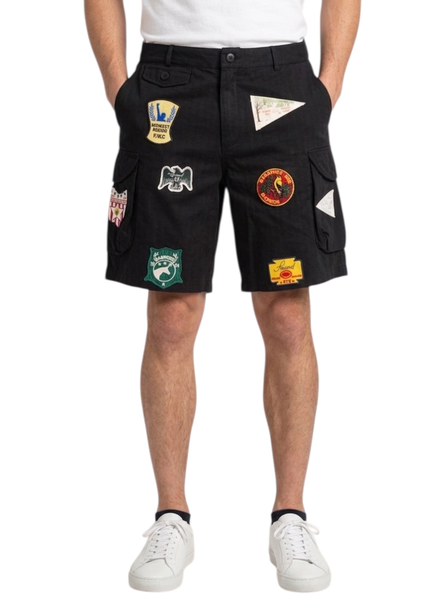 Found Patchwork Cargo Shorts Vtg Black
