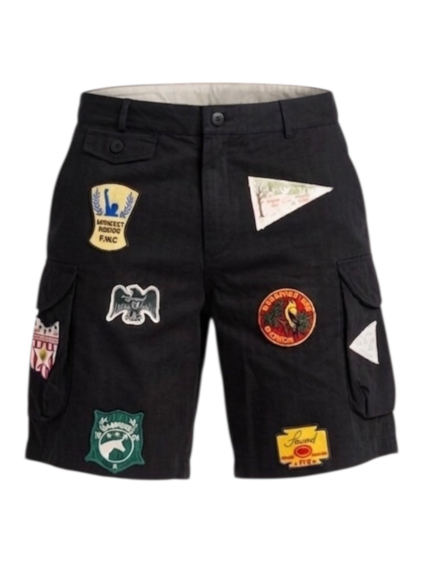 Found Patchwork Cargo Shorts Vtg Black