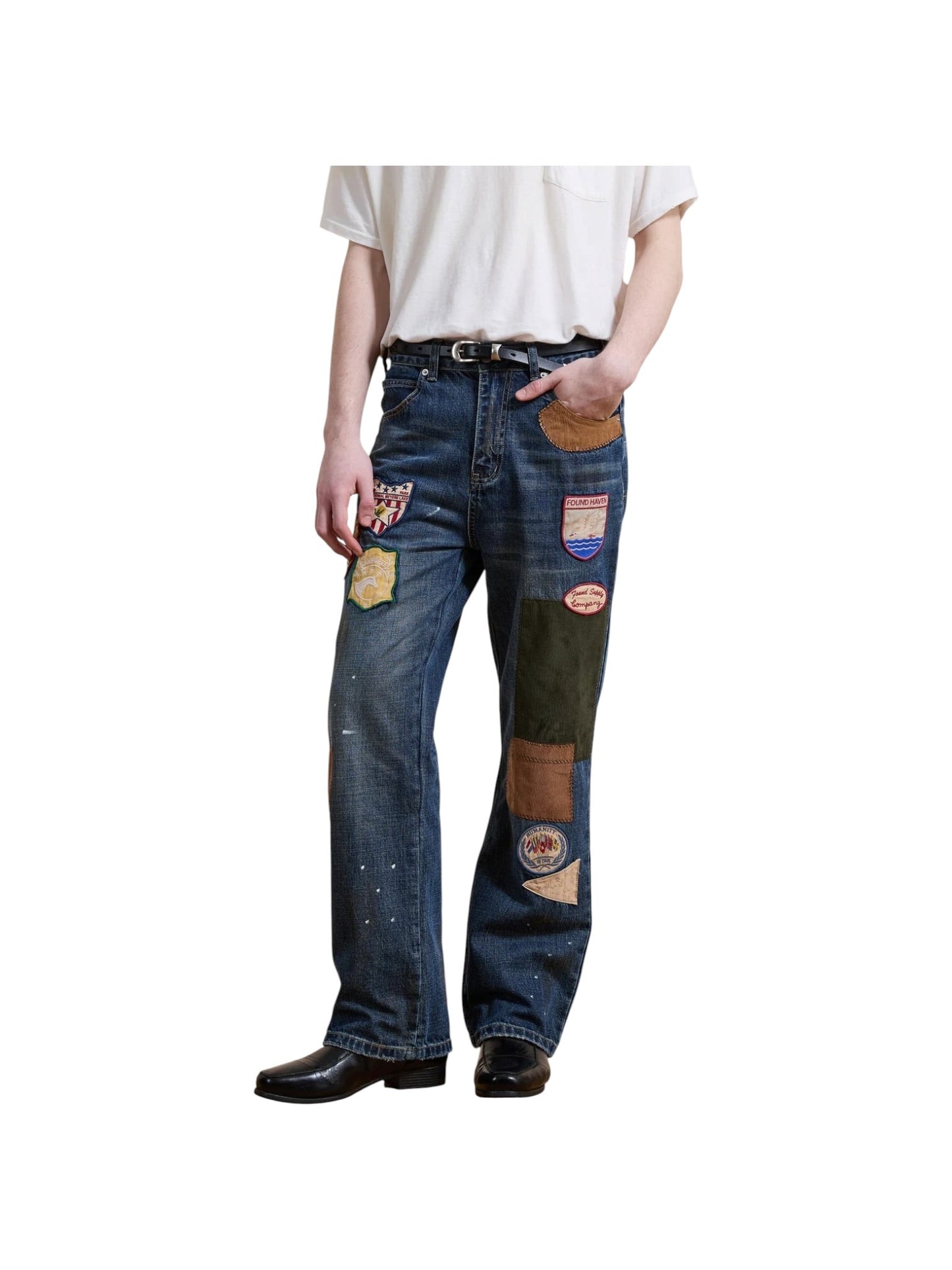Found Patchwork Jeans Vtg Blue