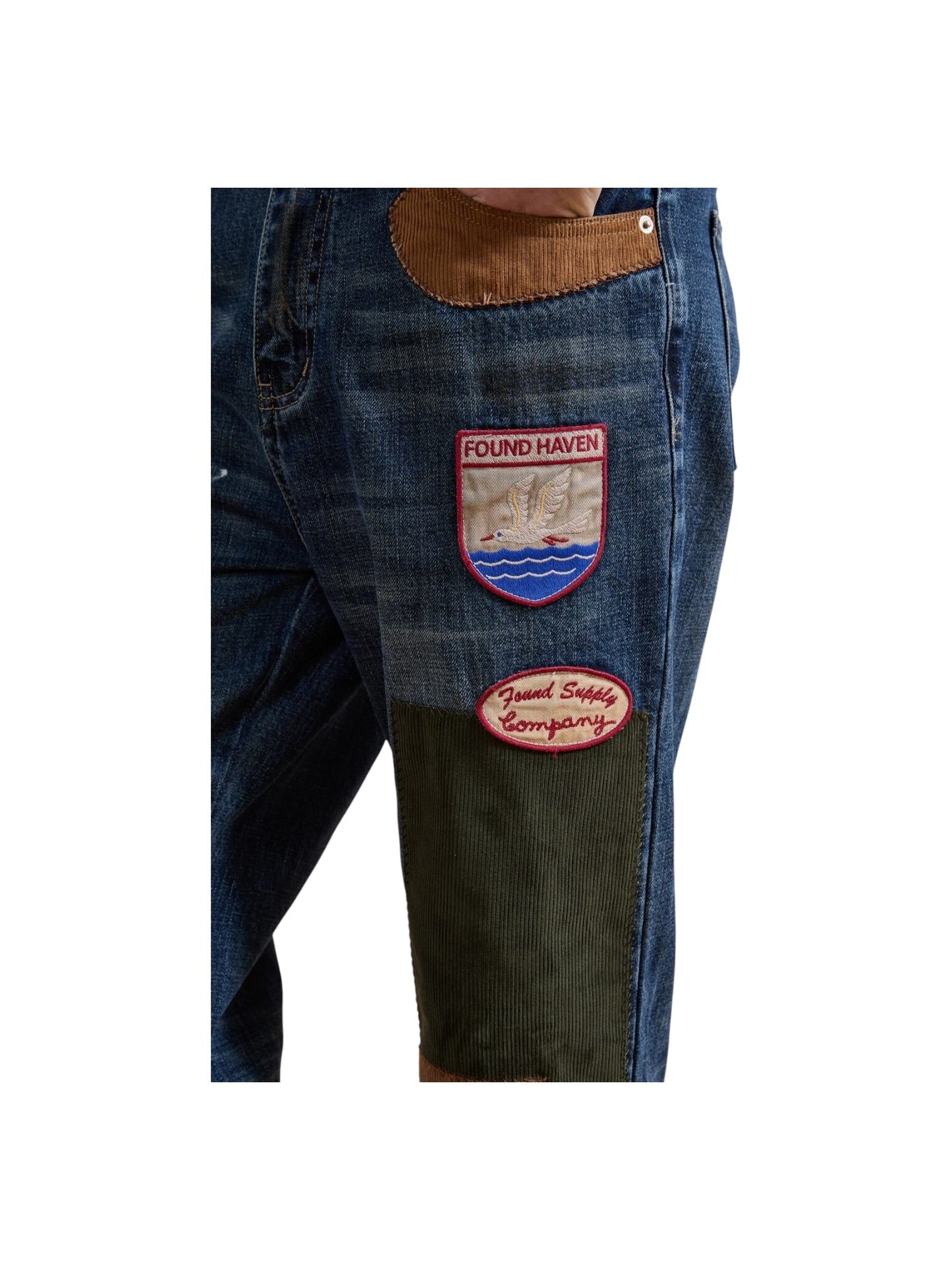 Found Patchwork Jeans Vtg Blue