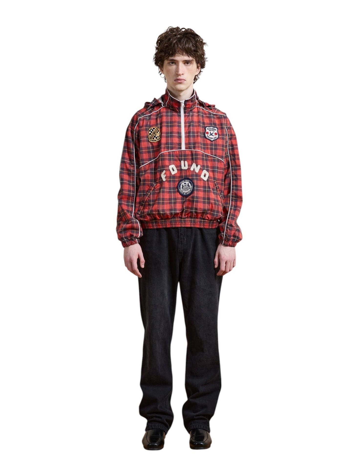 Found Red Plaid Track Jacket Red