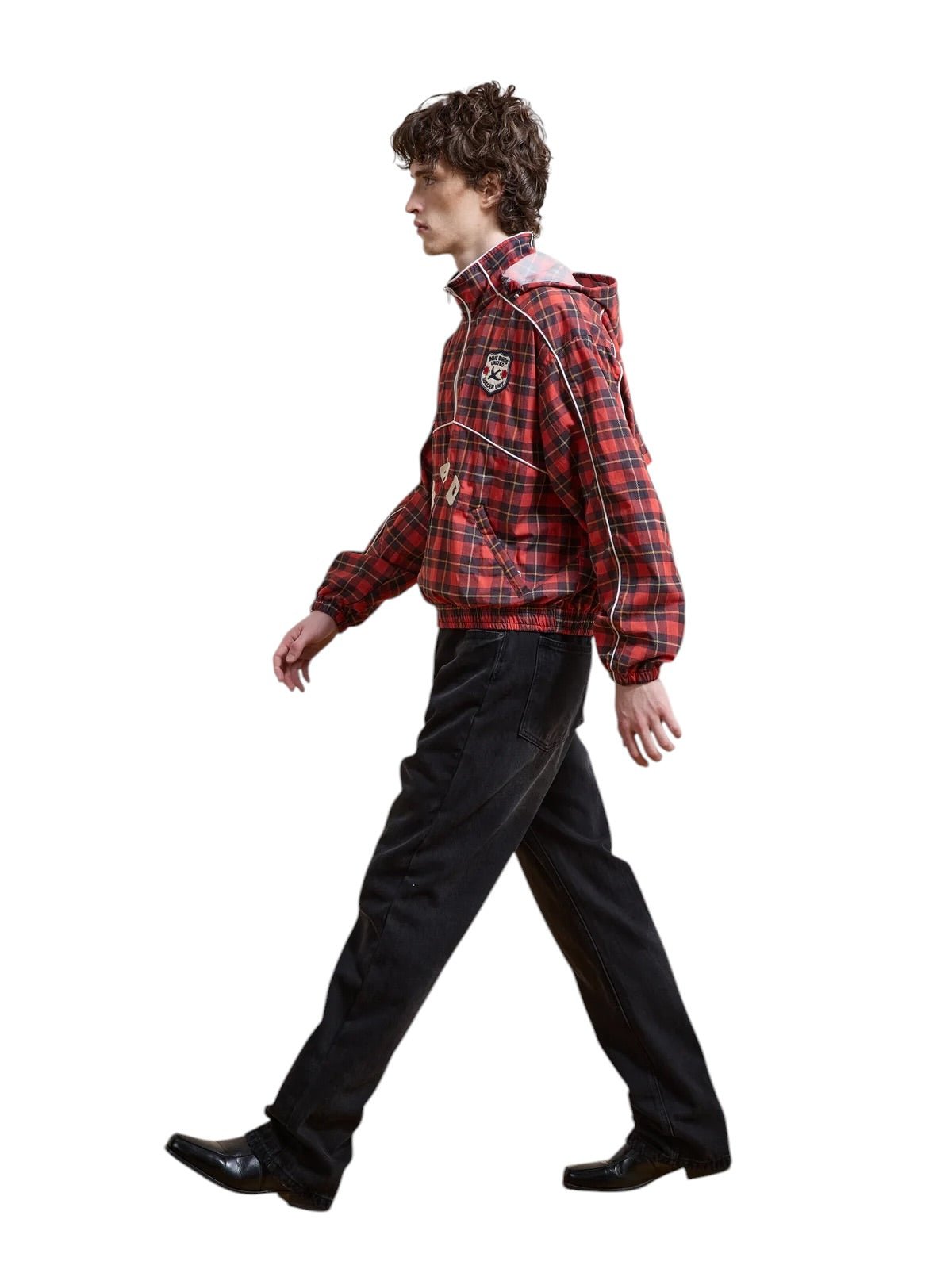Found Red Plaid Track Jacket Red