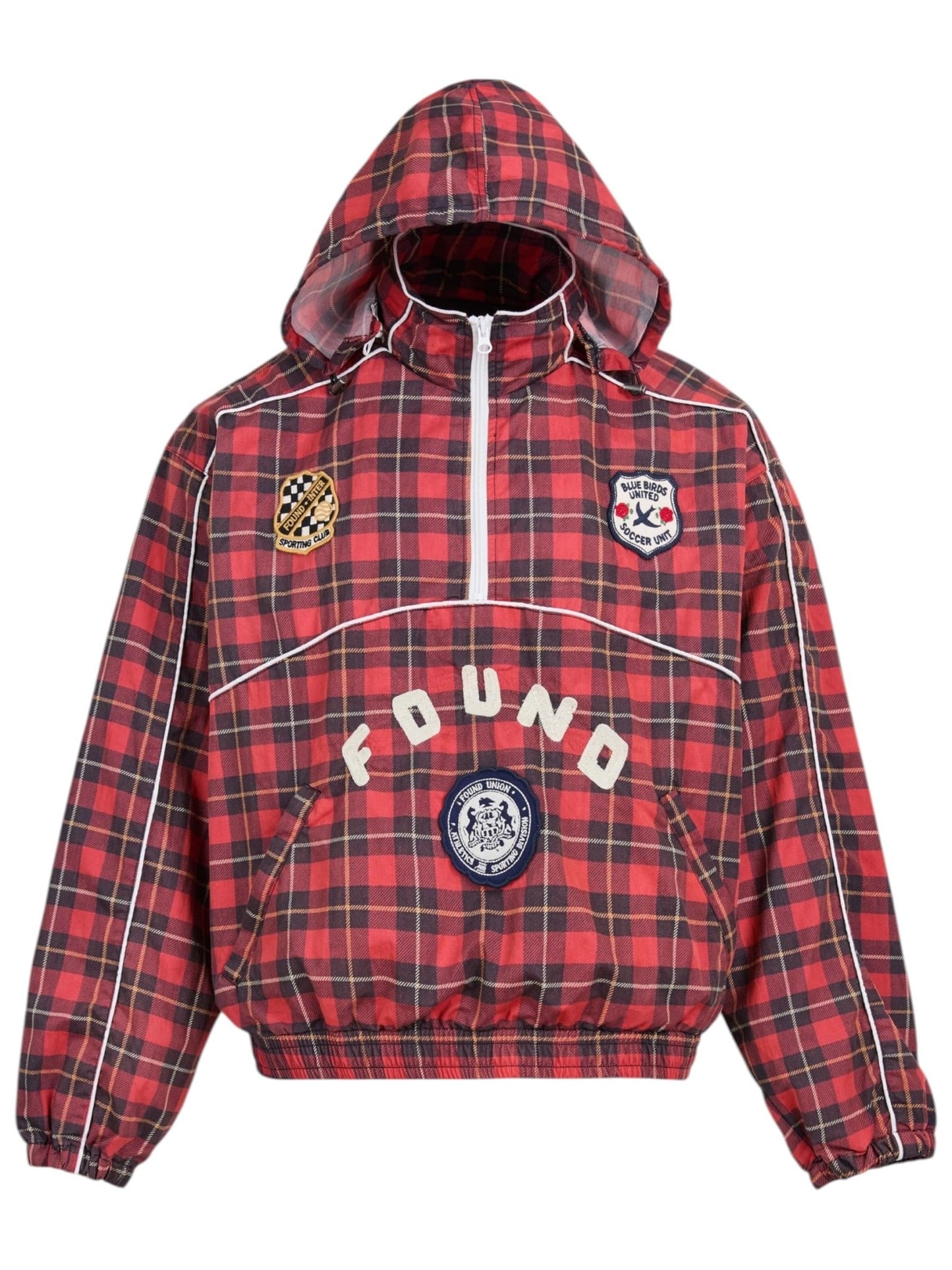 Found Red Plaid Track Jacket Red