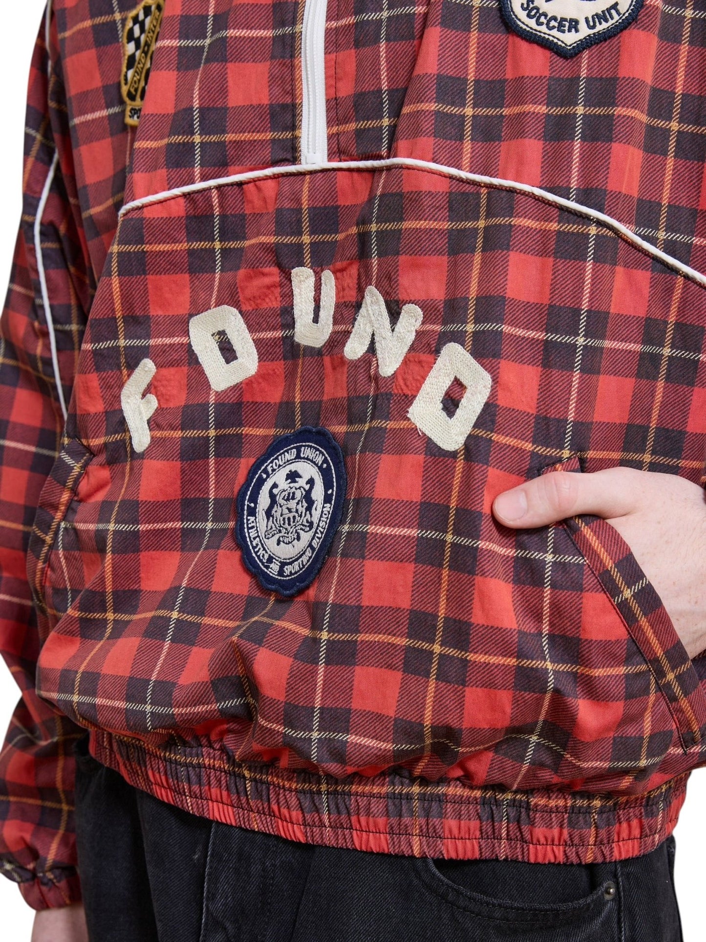 Found Red Plaid Track Jacket Red