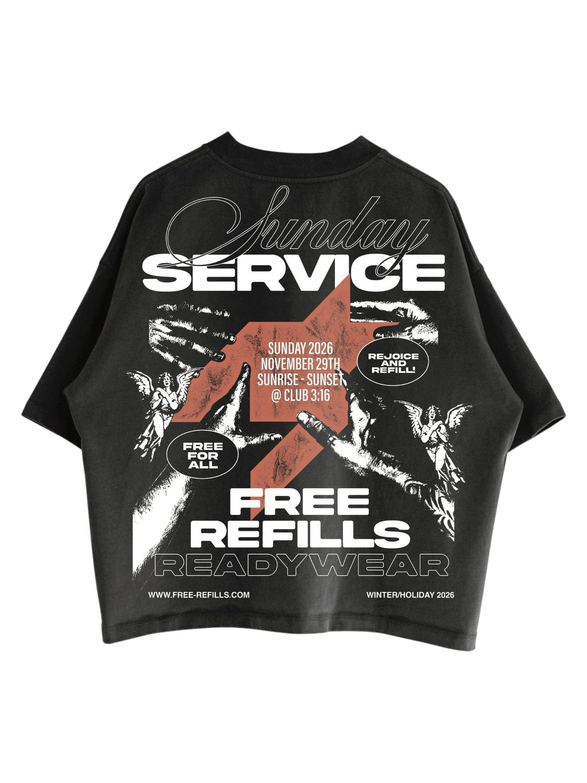 Probus Free Refills FR-HOLIDAY26-002 Sunday Service Tee Black Free Refills FR-HOLIDAY26-002 Sunday Service Tee Black BLACK