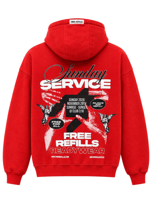 Probus Free Refills FR-HOLIDAY26-003 Sunday Service Hoodie Free Refills FR-HOLIDAY26-003 Sunday Service Hoodie RED