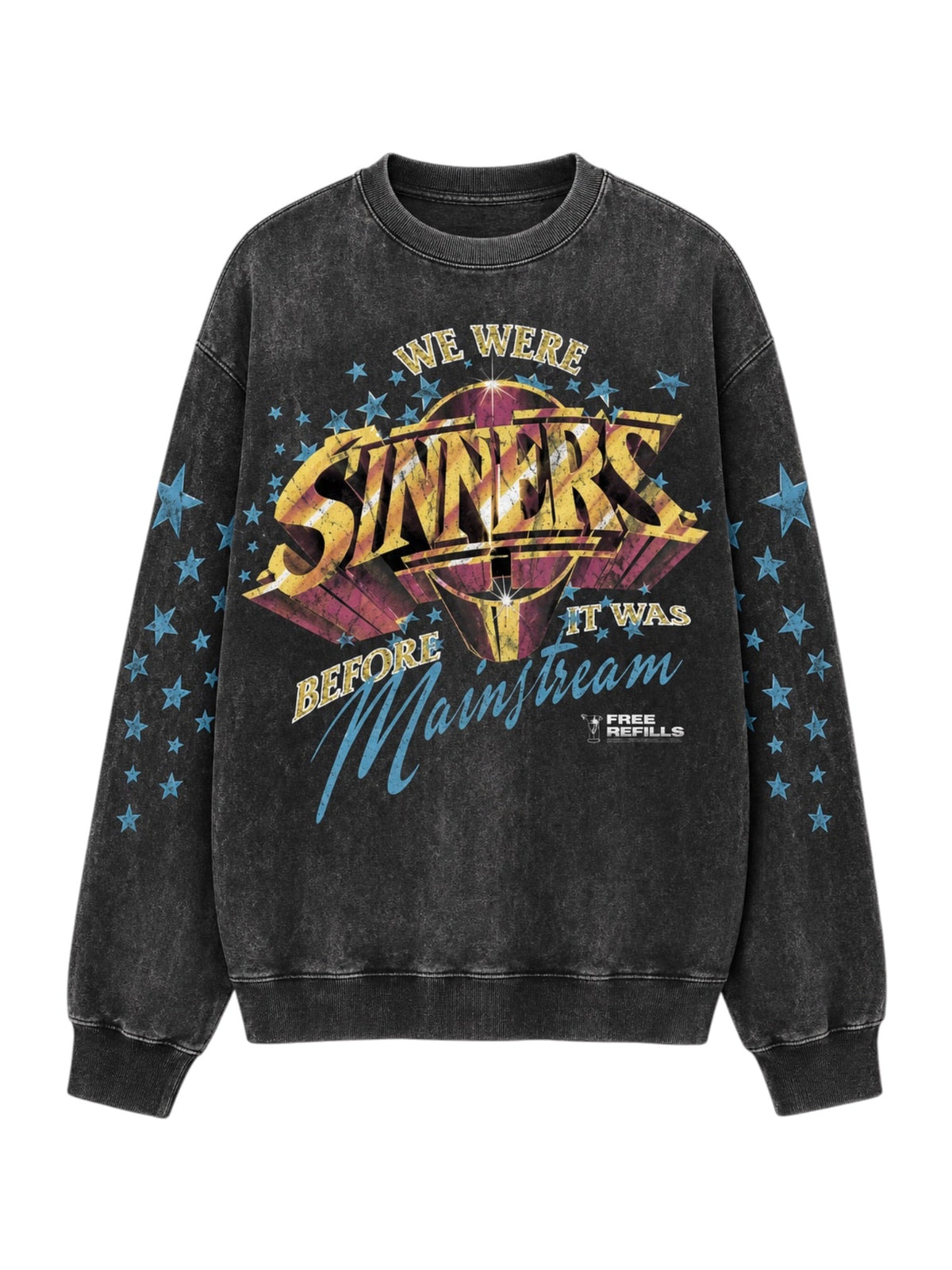 Probus Free Refills FR-HOLIDAY26-012 Sinners Crewneck Washed Black Free Refills FR-HOLIDAY26-012 Sinners Crewneck Washed Black BLACK
