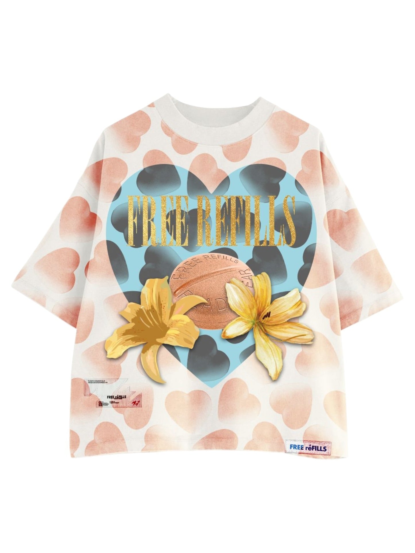 Free Refills Hearts 1 Tee  (FR-S26-001) Off White