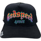 Introducing the GODSPEED Godspeed GS Forever Trucker Gradient Hat Hawaiian—a limited edition trucker hat with vibrant, color-changing "Godspeed" embroidery above "never" on sleek black mesh.