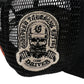 The Godspeed GS Forever Trucker Gradient Hat Hawaiian by GODSPEED is a black mesh trucker hat featuring an embroidered skull in a helmet with "GEN DRIVER" text, making this limited edition piece a bold statement accessory.