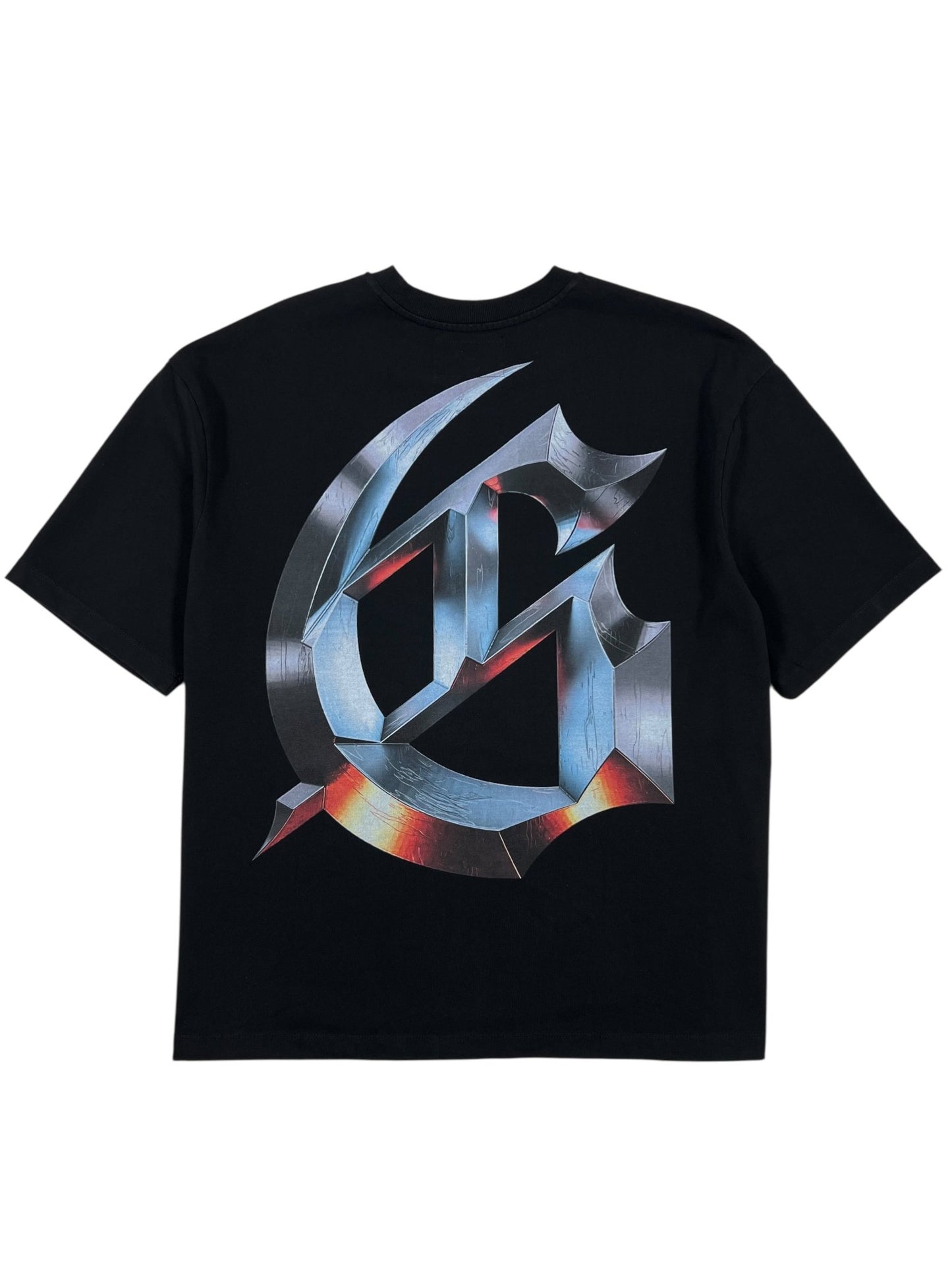 The Godspeed New Age Logo T-Shirt Black by GODSPEED features a bold metallic-style "CG" graphic on the back—crafted for those who move with Godspeed.