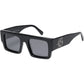 The GODSPEED Godspeed OG Sunglasses Black Ice feature a black rectangular design with thick frames, dark protective lenses, and a stylized silver logo on the temple.