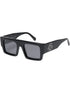 The GODSPEED Godspeed OG Sunglasses Black Ice feature a black rectangular design with thick frames, dark protective lenses, and a stylized silver logo on the temple.