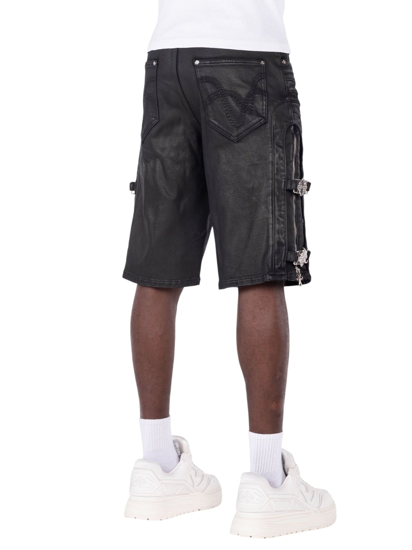 Guapi All Black Cross Buckle Shorts