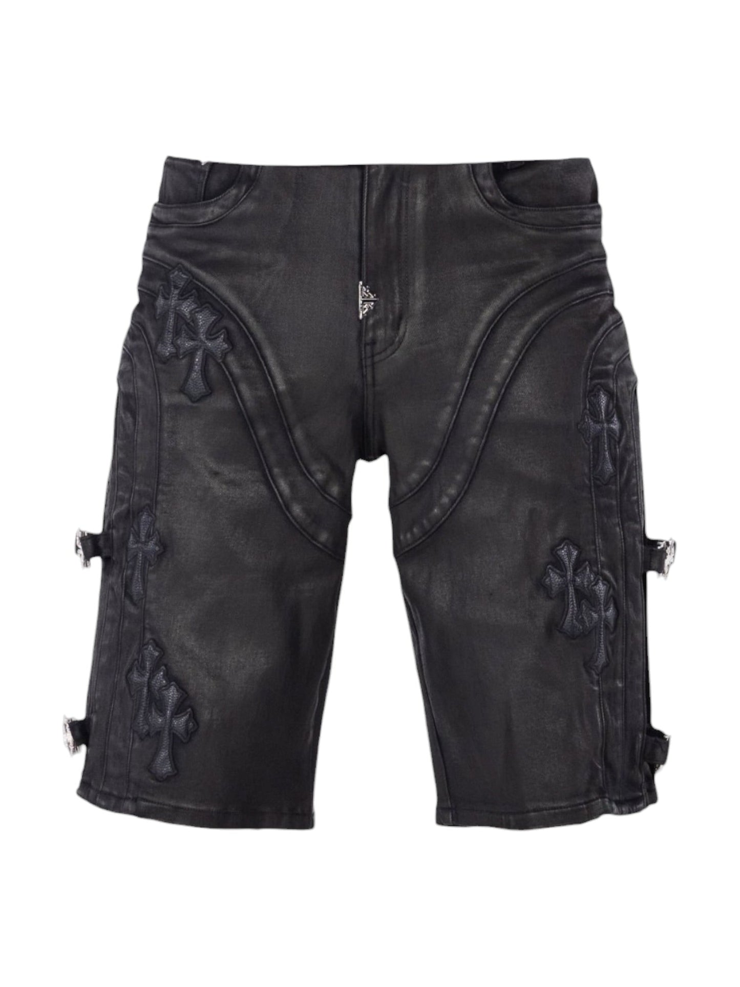 Guapi All Black Cross Buckle Shorts
