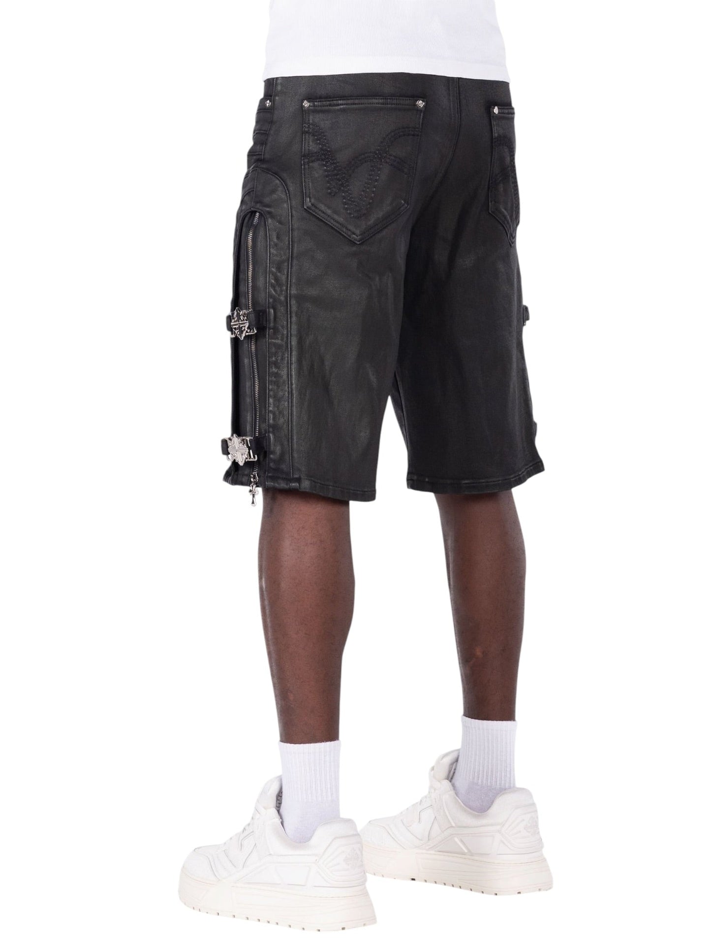 Guapi All Black Cross Buckle Shorts
