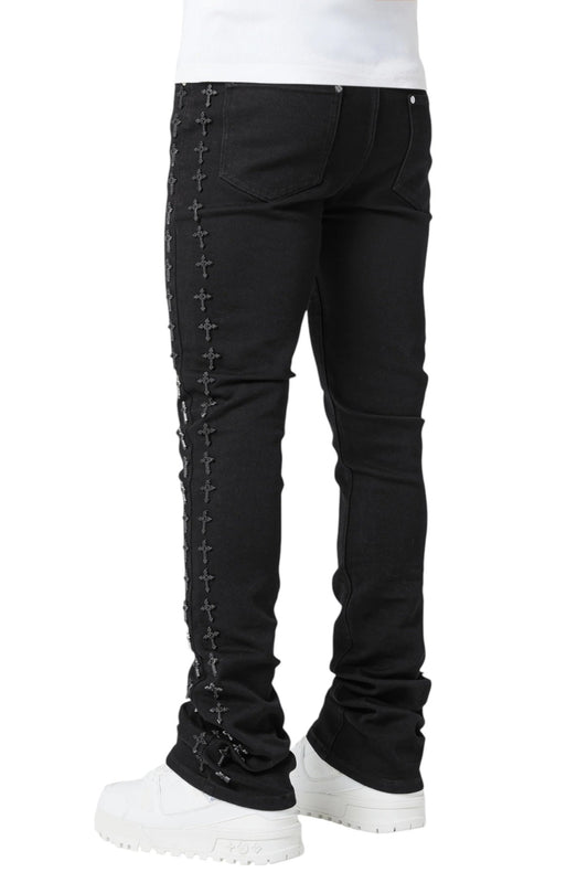 Guapi All Black Embellished Denim Shorts