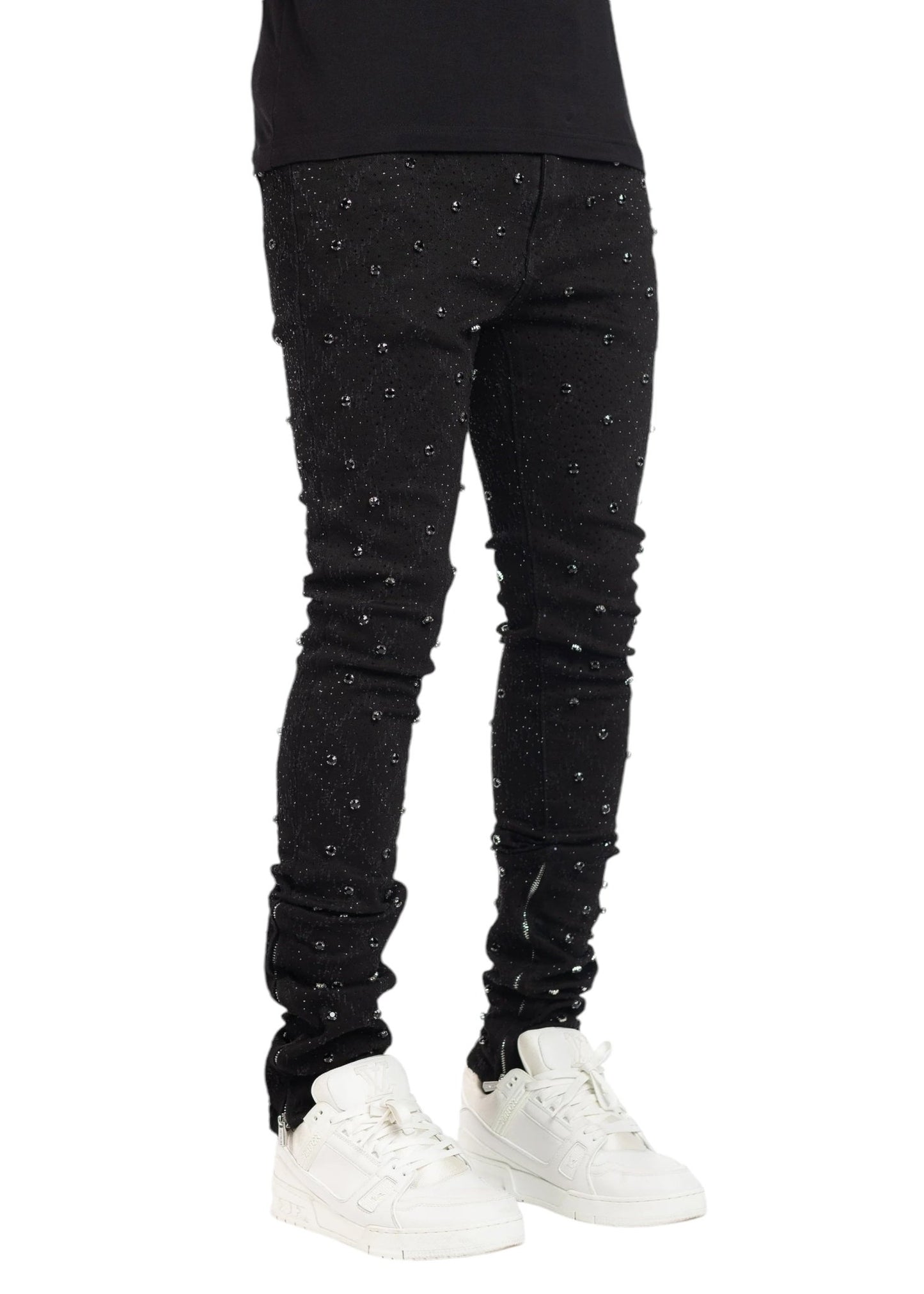 GUAPI ALL BLACK EMBELLISHED DENIM