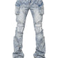 Guapi Aqua Blue Coffin Arc Embellished Denim