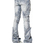 Guapi Aqua Blue Coffin Arc Embellished Denim